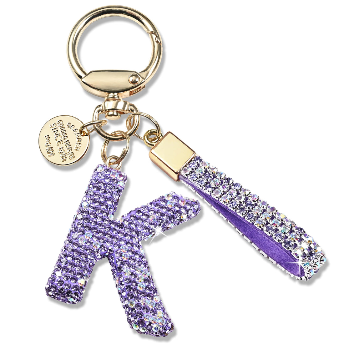 Sparkly Initial Letter Keychain Gift for Women