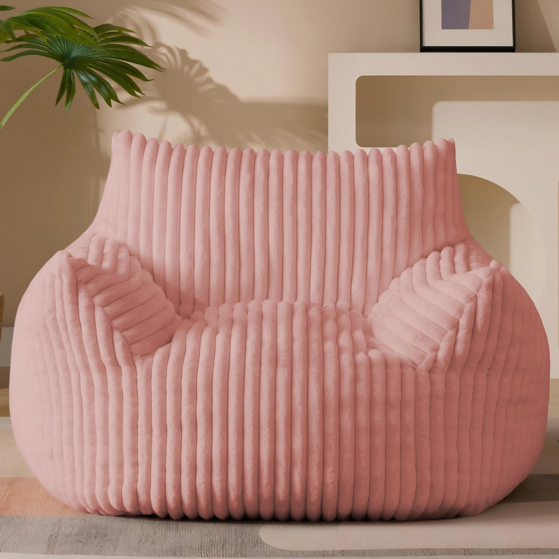 Giant Plush Bean Bag Chair for Adults with Armrests