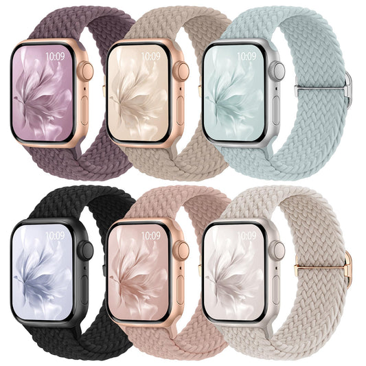 6 Pack Braided Stretchy Bands Compatible with Apple Watch Band 38mm 40mm 41mm 42mm 44mm 45mm 49mm Women Men, Adjustable ...