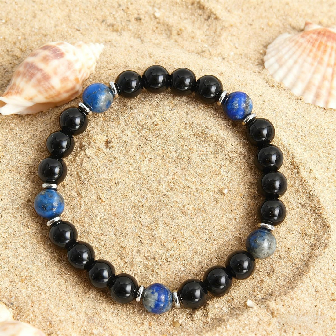 Obsidian Lapis Lazuli Bracelets for Wealth and Clarity