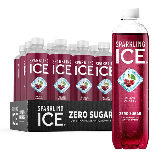 Sparkling Ice, Black Cherry Sparkling Water, Zero Sugar Flavored Water, with Vitamins and ...