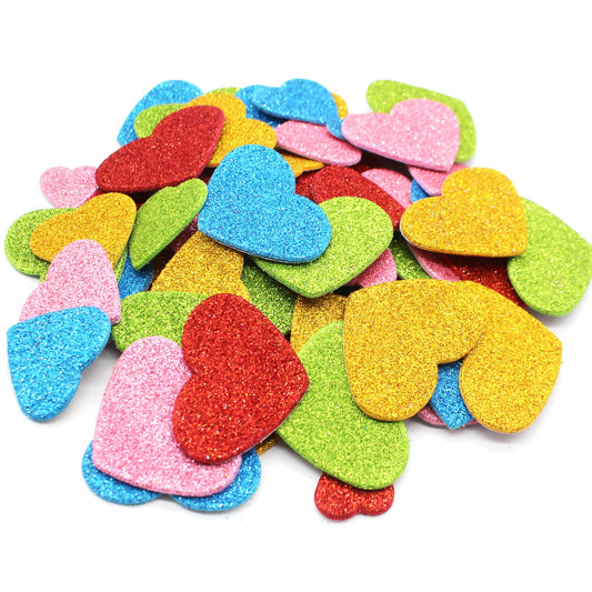 Colorful Glitter Heart Stickers for Creative Projects and Decorations