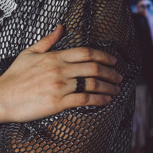 Black Cuban Link Chain Rings for Men