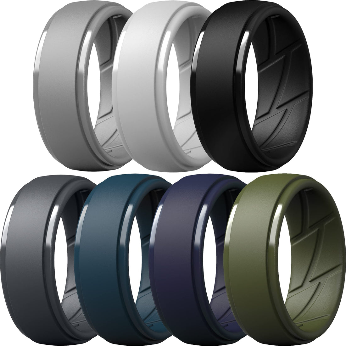 ThunderFit Silicone Rings for Men, Breathable Air Flow Grooves Rubber Wedding Bands 10mm Wide 2.5mm Thick - ...