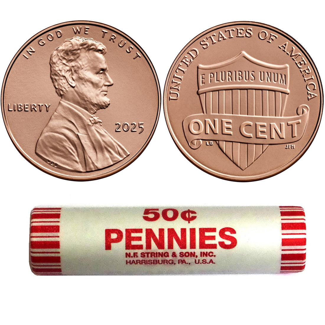 2025 P Cent Roll - Union Shield Design Uncirculated Coin Roll
