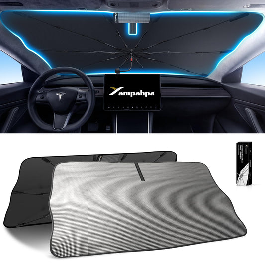 [2024 upgraded] Windshield Sun Shade Umbrella, Car Sun Shade Windshield Nano Ice Crystal Cooling Foldable UV Block, Sunshade