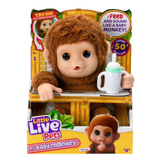 Little Live Pets My Baby Monkey - Adorable pet monkey with over 50 sounds ⁘ reactions. Expressive moving ...