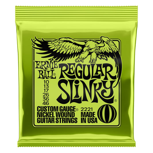 Ernie Ball Regular Slinky Nickel Wound Electric Guitar Strings - 10-46 Gauge.