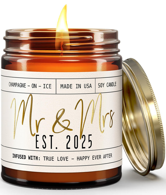 UNIQUE Newlywed Wedding Gift 'Mr & Mrs Est. 2025' Champagne Classic