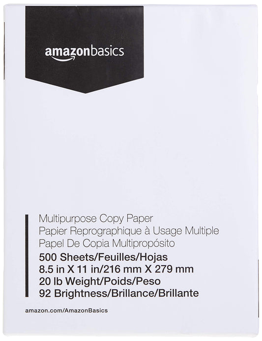 Amazon Basics Multipurpose Copy Printer Paper, 8. 5x11 inches, 500 sheets.