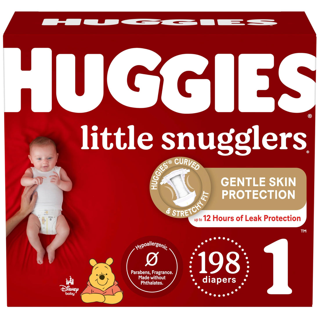 Huggies Size 1 Diapers, Little Snugglers Diapers, Size 1 (8-14 lbs), 198 Ct (6 packs of 33).