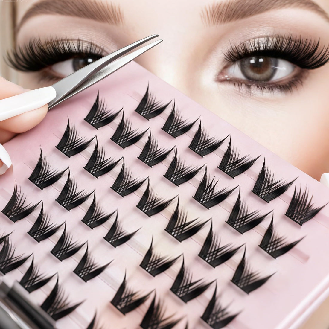 Fluffy Curler Lash Clusters, Thin Black Stem Individual Curly Lashes, DIY Extensions Clusters