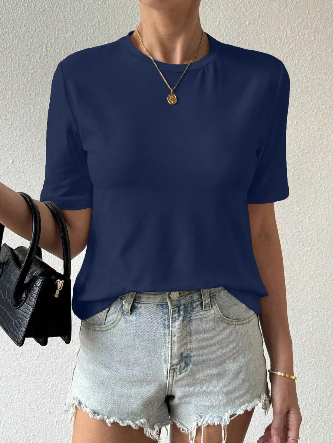 Blue Loose Fit Women's Summer T Shirts