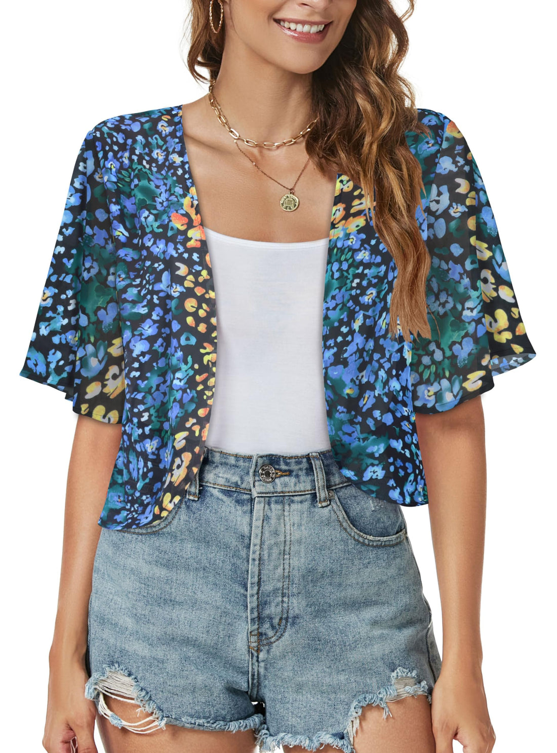 Women's Short Sleeve Chiffon Bolero Cardigan