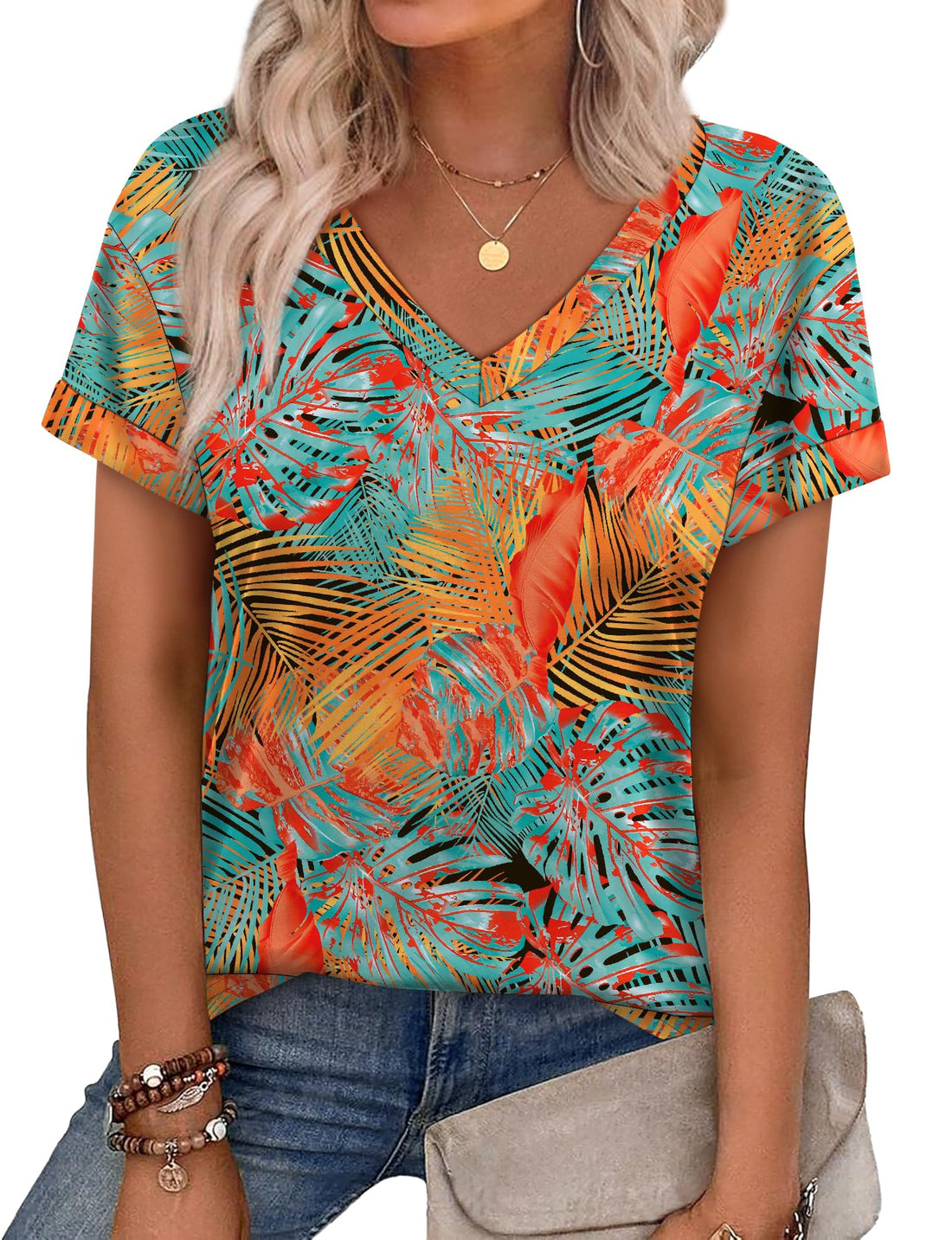 Adorable Women's V-Neck Summer Tops for Casual Everyday Wear.