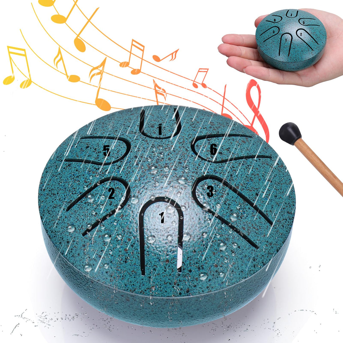 BUSOHA Rain Drum for Outside - 3 Inches 6 Notes Steel Tongue Drum Rain Chime, Drum Rain Chime ...