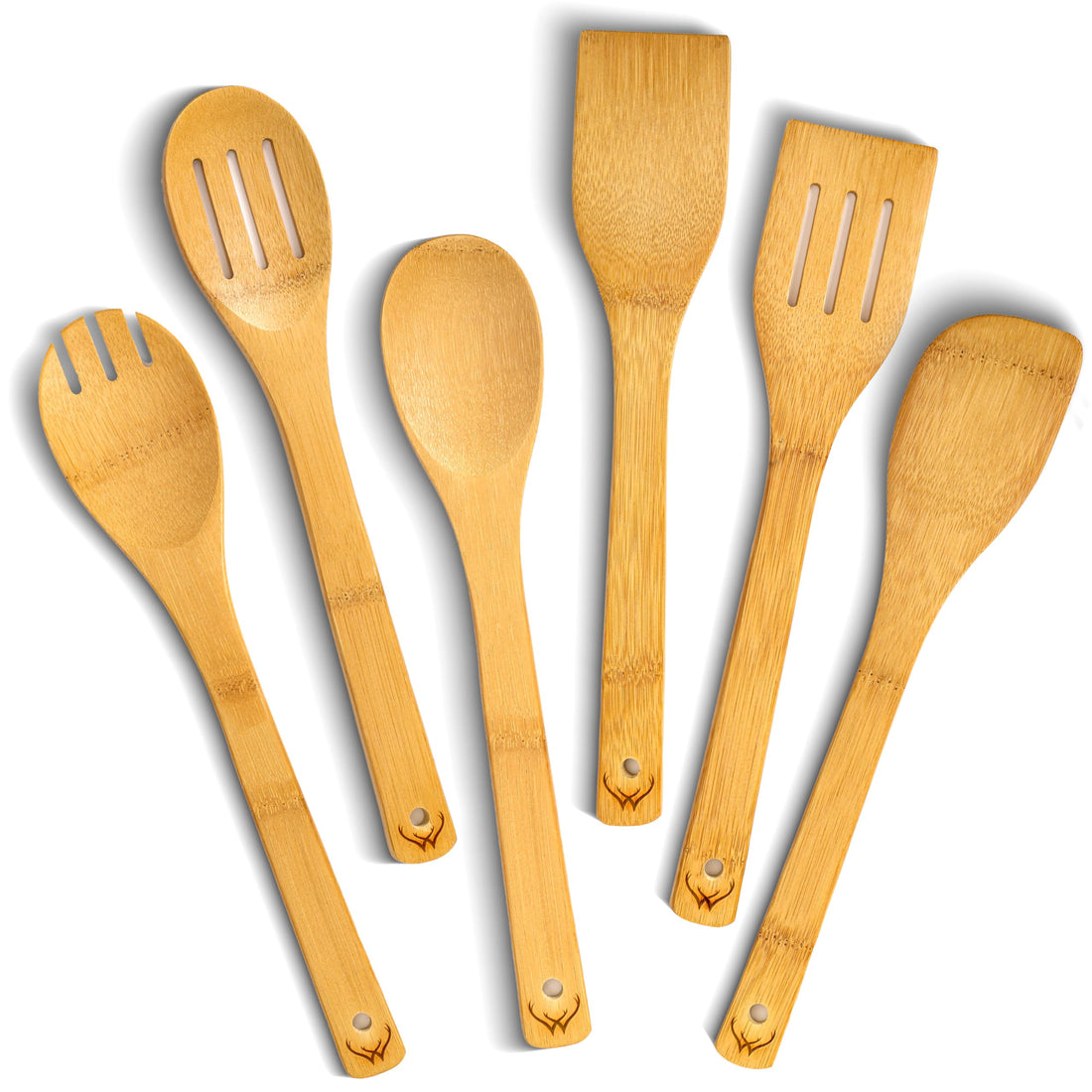 Woodlands-USA Wooden Spoons for Cooking - 6-Piece Wooden Kitchen Utensil Set - Natural Material ...