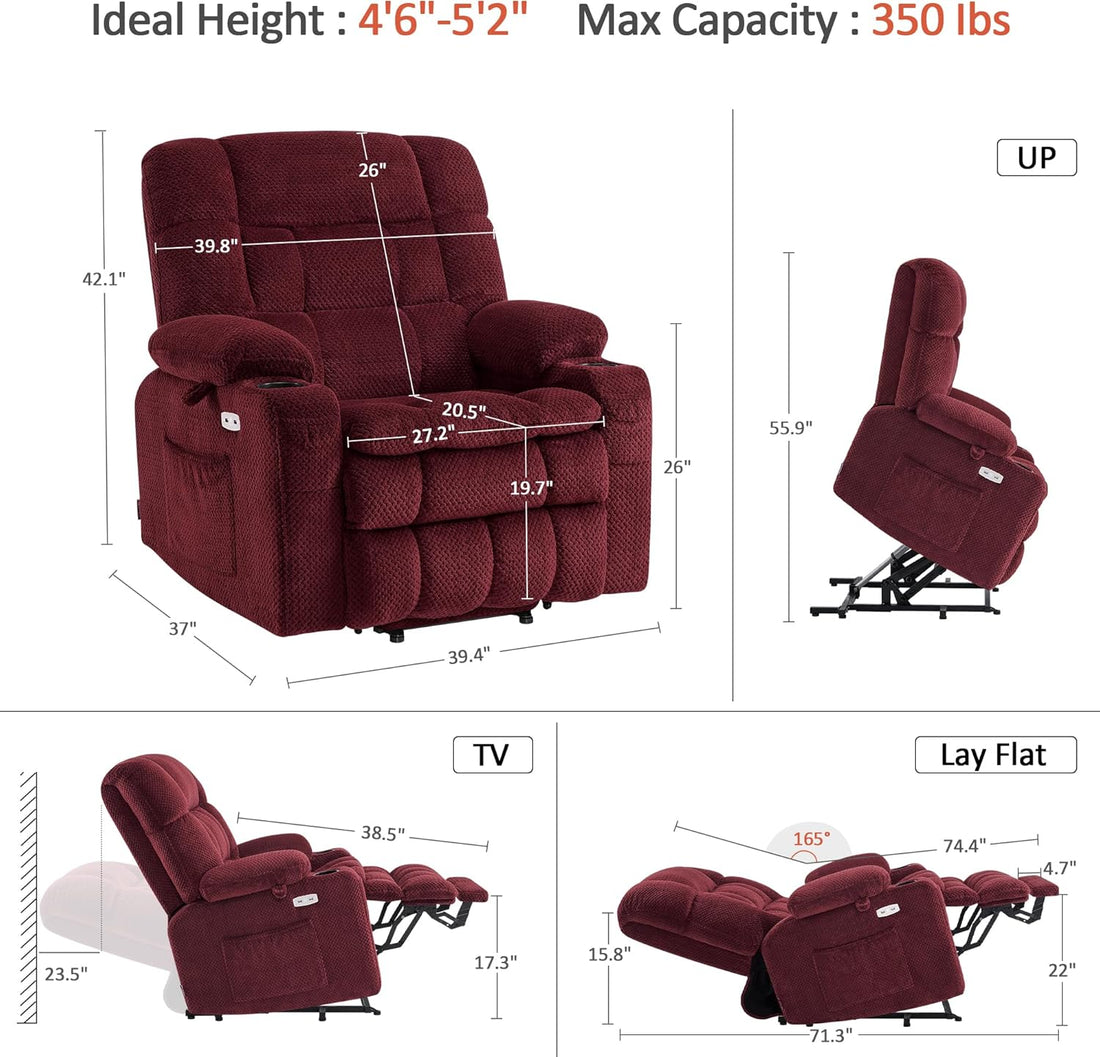 Reclining Sofa with Massage, Heat, and Dual Motor Lift