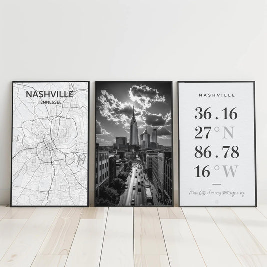 Nashville City Map Poster Set