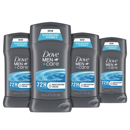 Dove Men+Care Antiperspirant Deodorant Stick Clean Comfort 4 Count 72-Hour Sweat ⁘ Odor Protection...