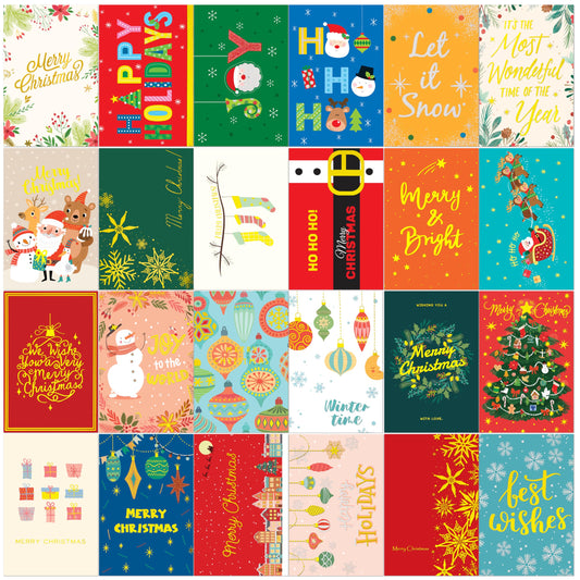 Gold Foil Glitter Holiday Cards with Envelopes and Pack of Stickers.