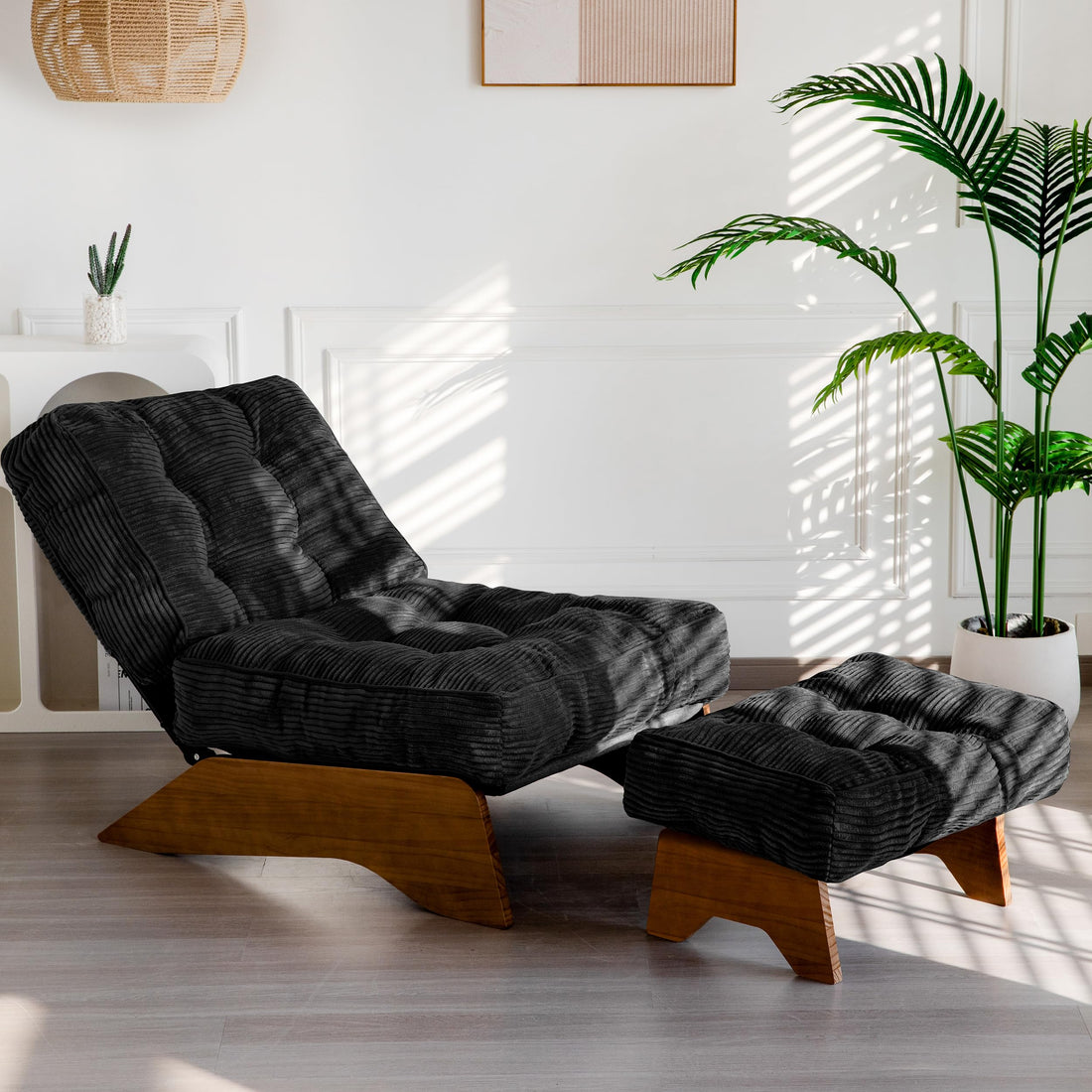 Accent Chair with Ottoman and Adjustable Backrest