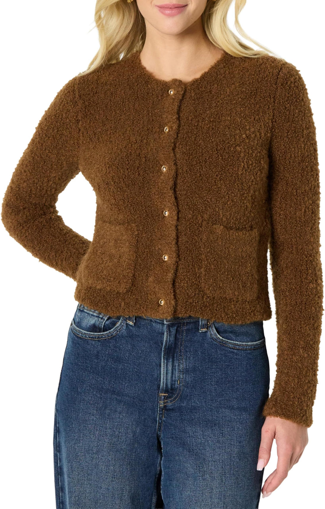 Amazon Essentials Women's Wool Blend Boucle Button-Down Jacket