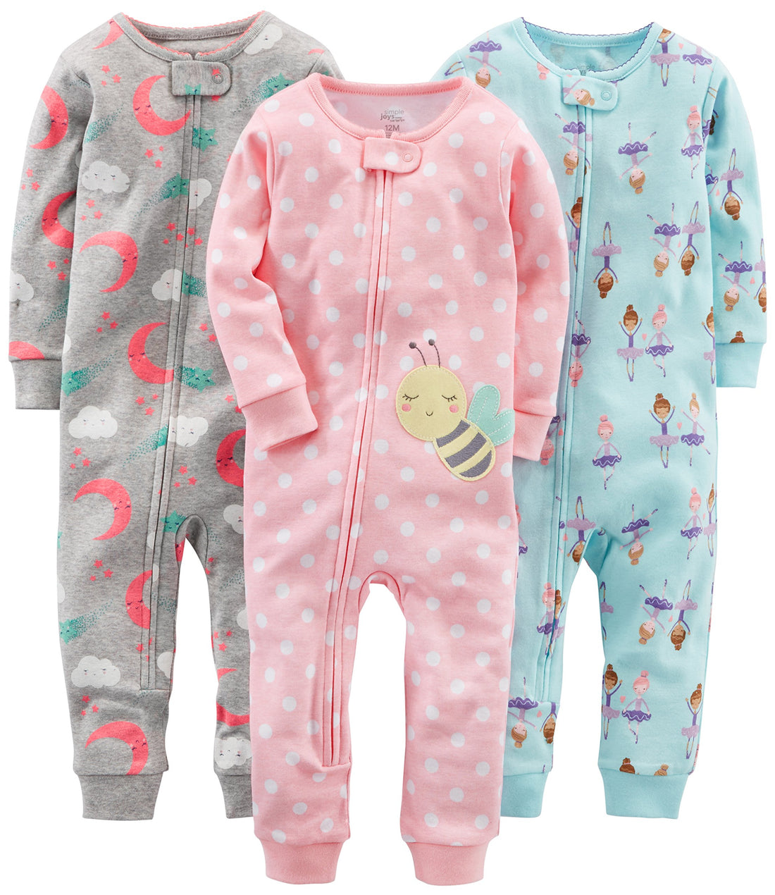 Simple Joys by Carter's Kids' 3-Pack Snug Fit Footless Cotton Pajamas.