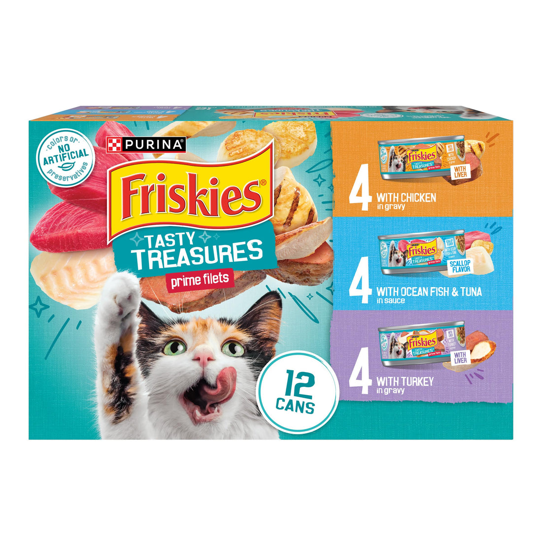 Purina Friskies Variety Pack: Delightful Wet Cat Food Options Available.