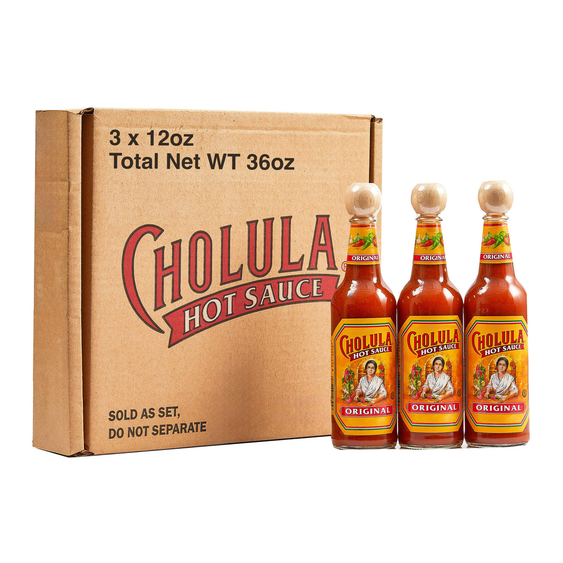 Cholula Hot Sauce Multipack Gift Set with Three 12 Oz Bottles.