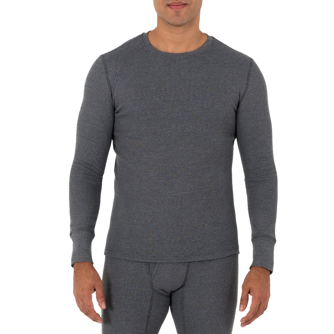 Thermal underwear for men in a recycled greystone heather design.
