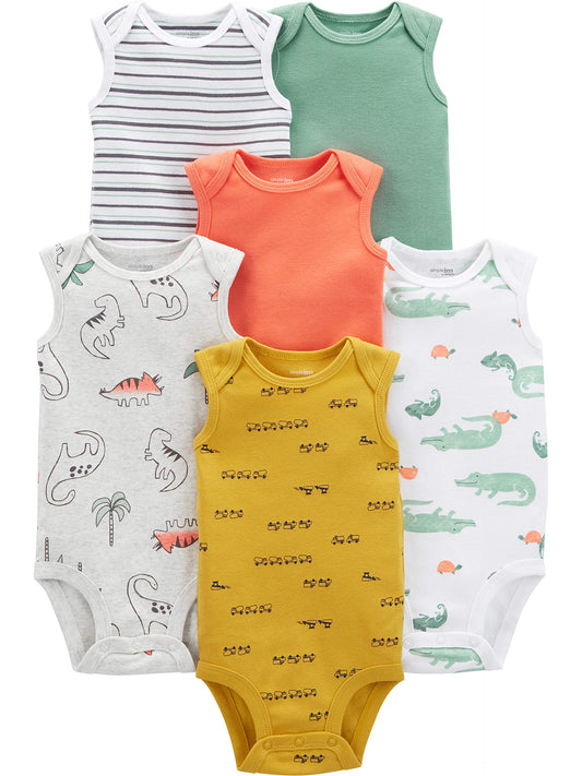 Simple Joys by Carter's Boys' 6-Pack Short-Sleeve Bodysuit.