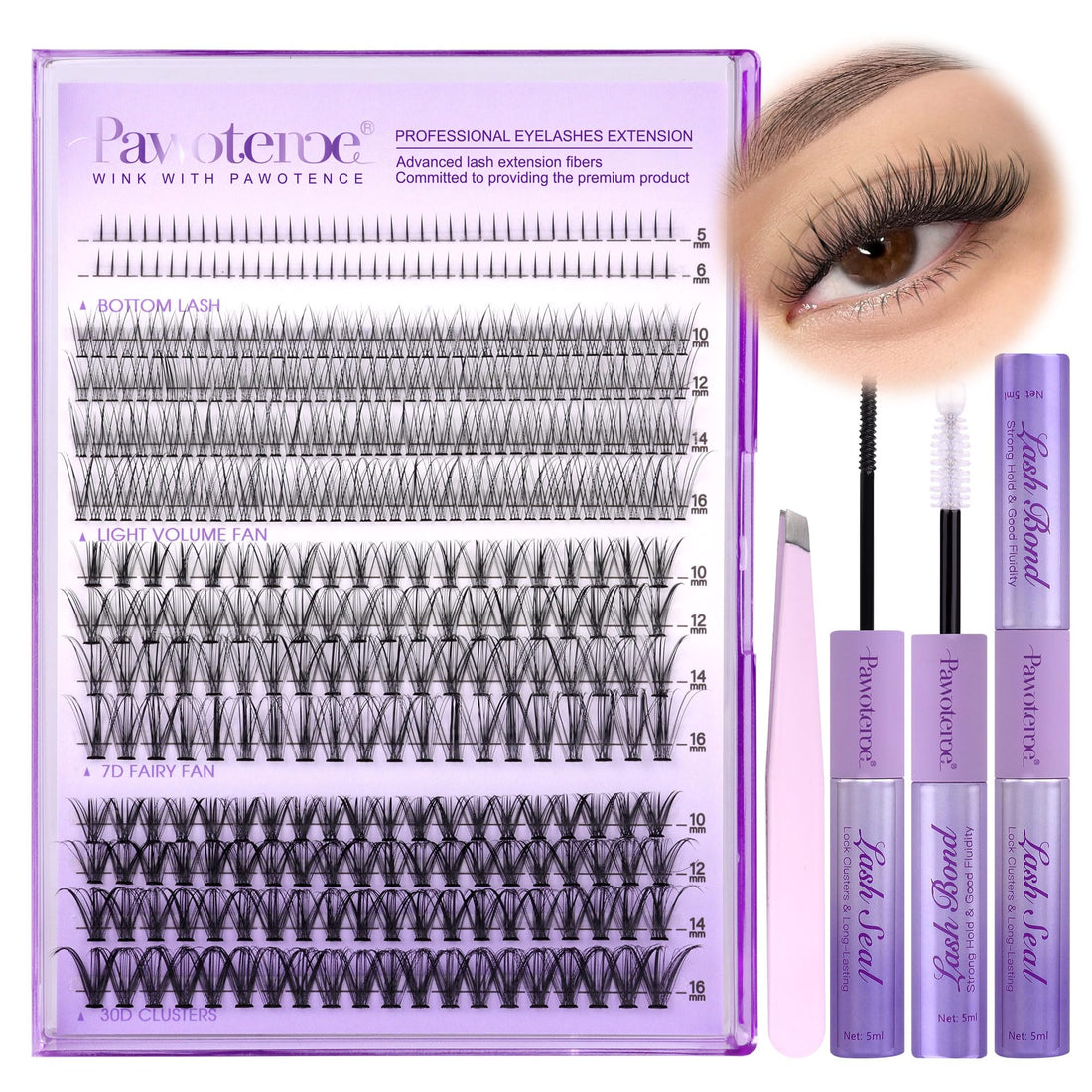 Unlocking Allure with our 3-in-1 Lash Extension Kit's Hidden Mystery Clusters.