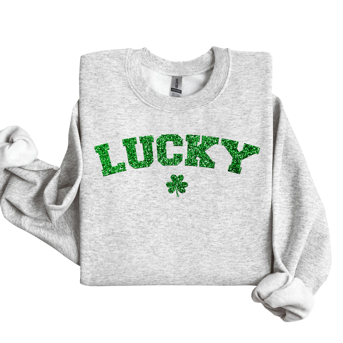 St Patrick's Day Shamrock Crewneck Sweatshirt, Green, Lucky 4 Design