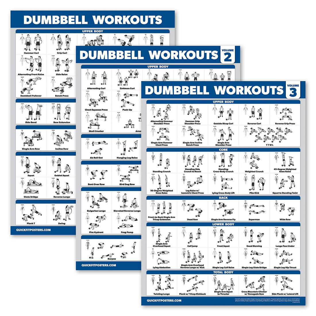 Dumbbell Workout Posters for Home Gym