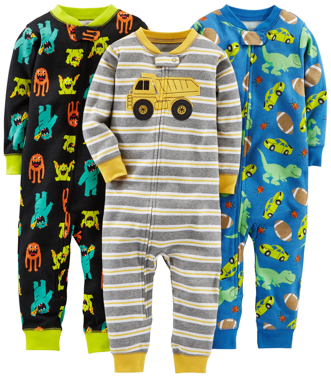 Simple Joys by Carter's Baby Boys' 3-Pack Snug Fit Footless Cotton Pajamas.