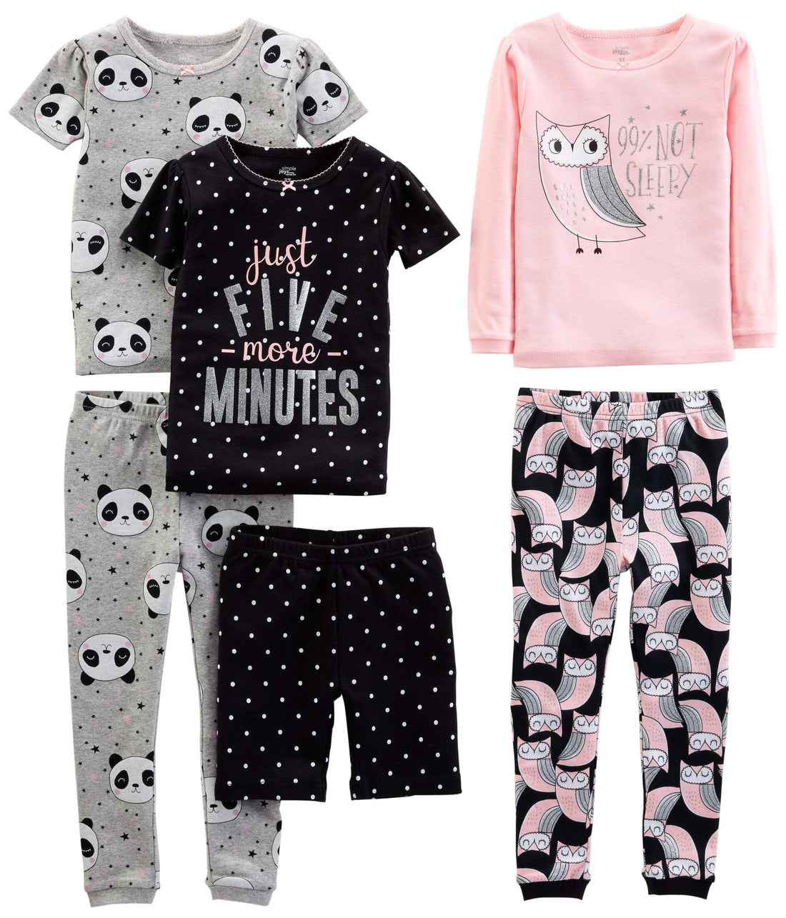 Simple Joys by Carter's Girls' 6-Piece Snug Fit Cotton Pajama Set.