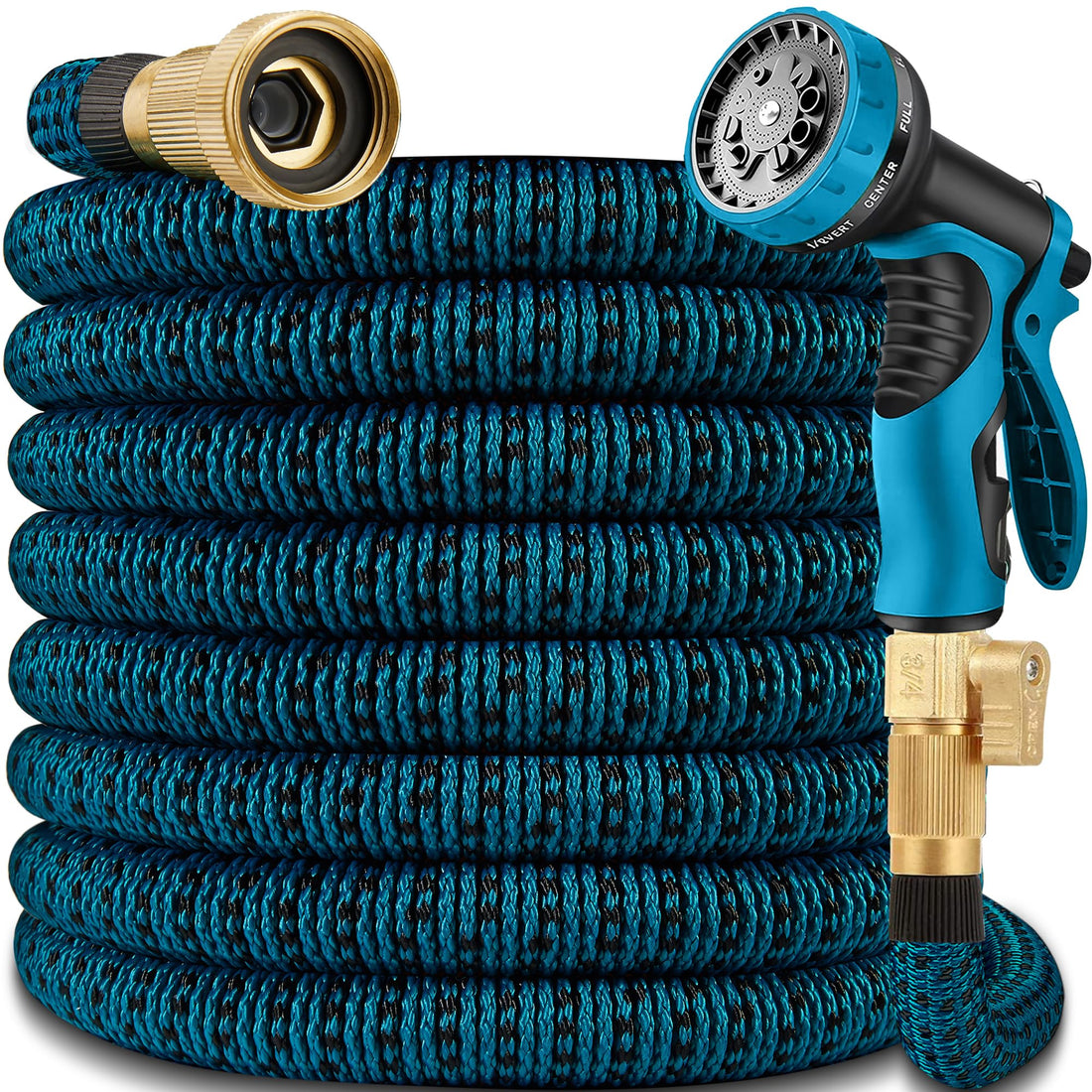 100 ft Expandable Garden Hoses - Expanding Water Hose with 10 Function Nozzle - Lightweight No-Kink Flexible Hose with ...