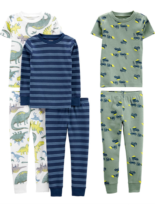 Simple Joys by Carter's Boys' 6-Piece Snug Fit Cotton Pajama Set.