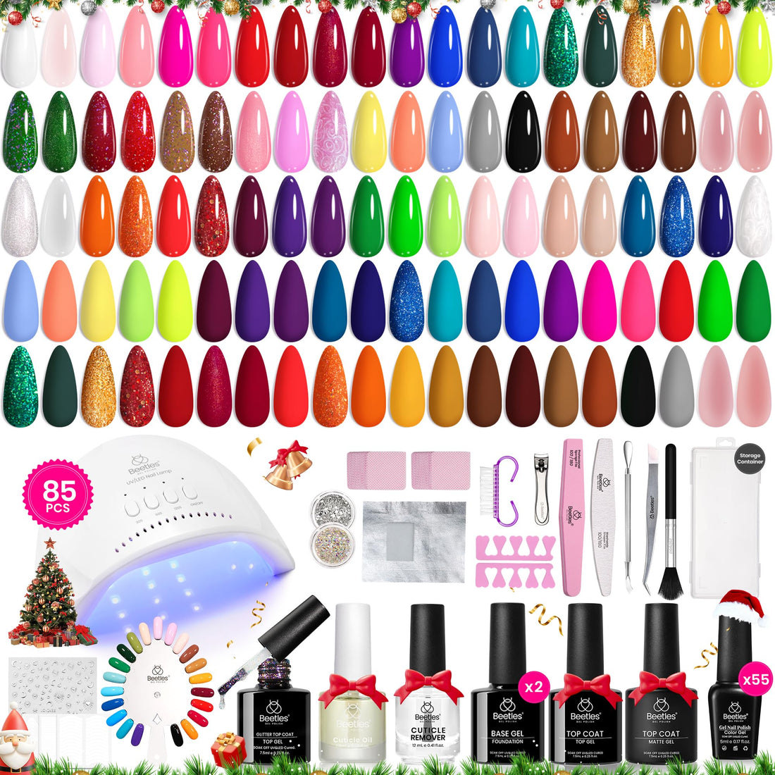 Christmas Beetles Gel Nail Polish Kit with 55 Color Assortment Included