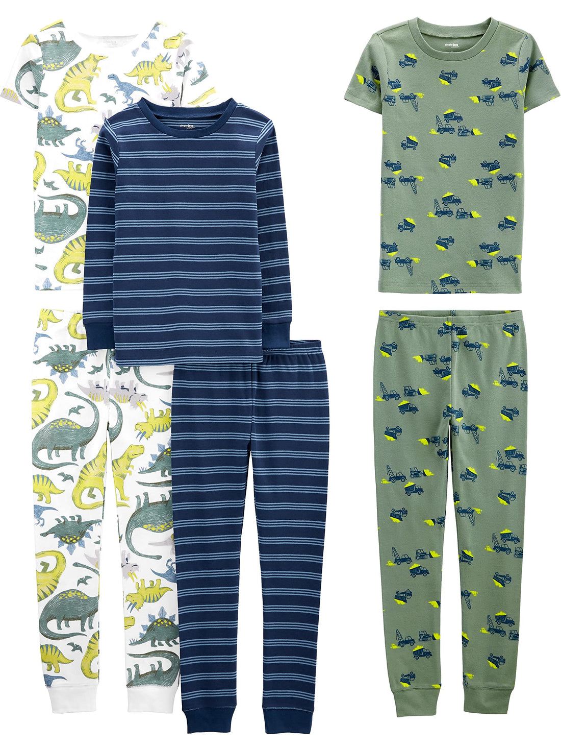 Simple Joys by Carter's Boys' 6-piece Snug Fit Cotton Pajama Set.