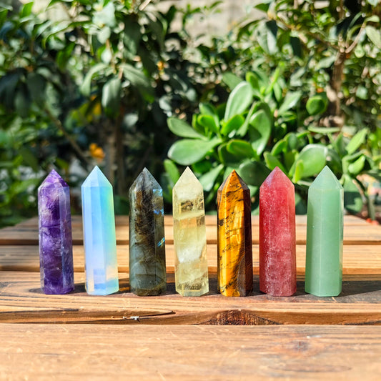 Vibrant Crystal Obelisk Wand Kit for Chakra Alignment and Reiki