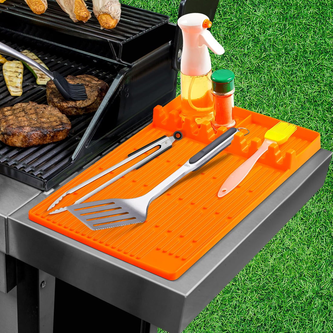 Silicone Griddle Tools Mat and Utensil Holder for Blackstone Grills