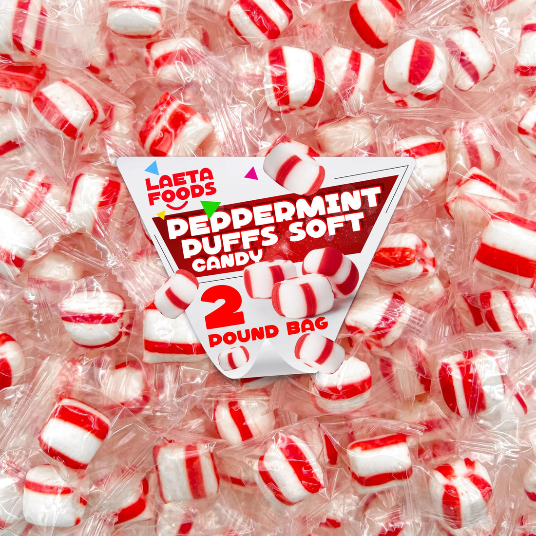 Peppermint Soft Puffs Candy 2 Pound Bag
