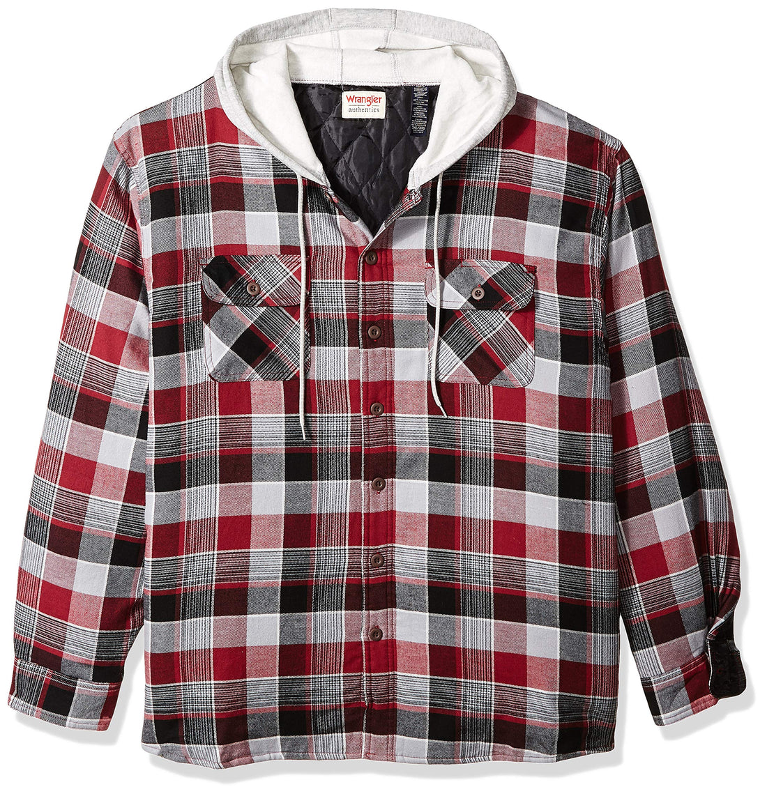 Authentic Wrangler Quilted Lined Flannel Shirt Jacket with Hooded Comfort