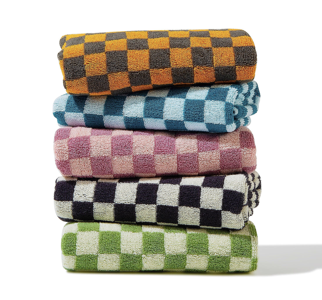 Madi-Cadi Hand Towels 5 Pack - Soft and Absorbent Cotton Face Towels with Decorative Checkered ...