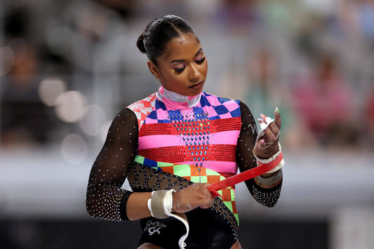 Gymnast Jordan Chiles Sparkles With Custom Swarovski Crystal Leotard