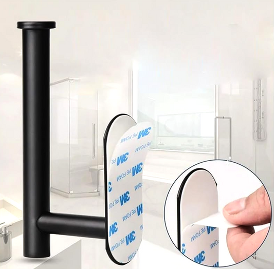 No-Punch Kitchen Cling Wrap Bathroom Paper Towel Holder，Black.