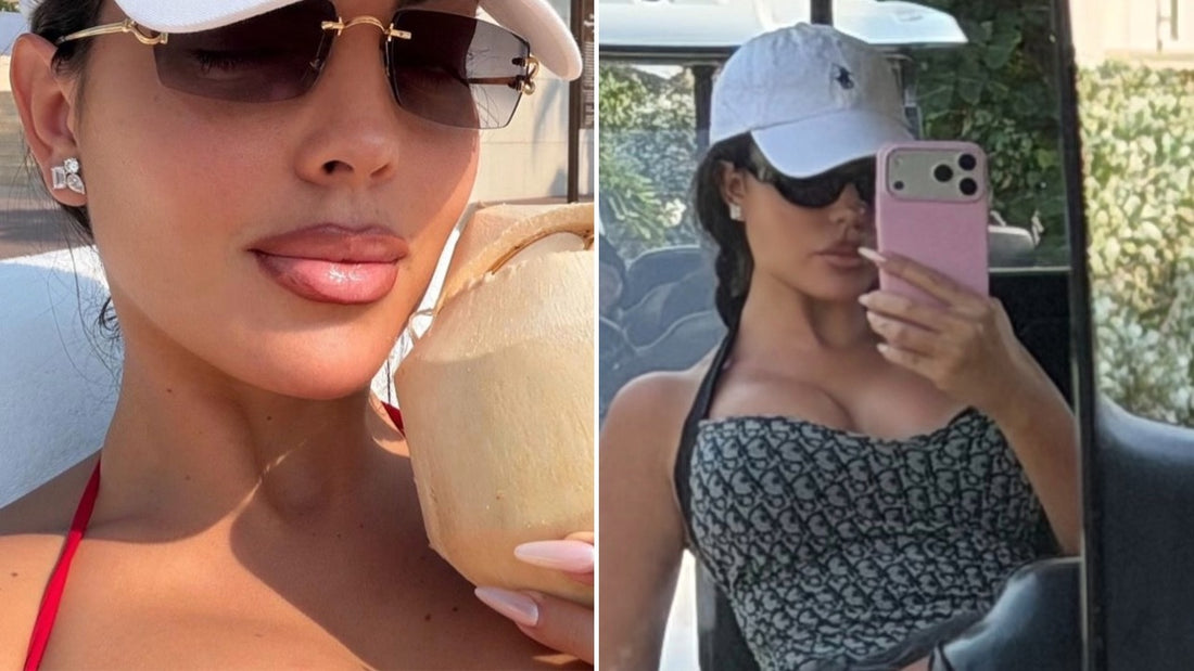 Guez Flaunts Her Figure As She Bounces Down The Beach In Tiny Red Bikini