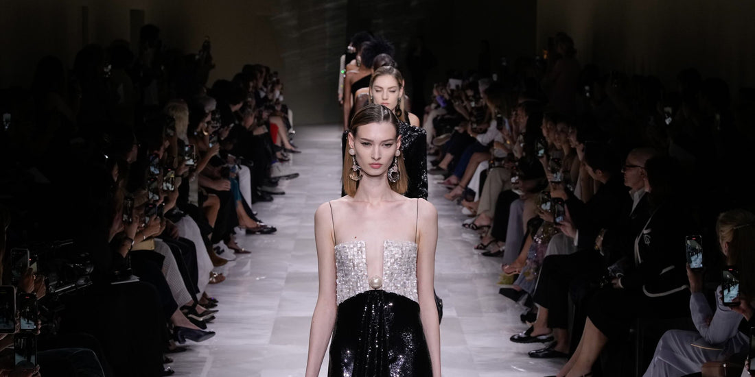 Midnight Reflections: A Pearl-Embroidered Odyssey Through Fashion's Timeless Majesty